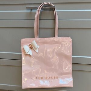 Ted Baker Pink Patent Tote with White Bow